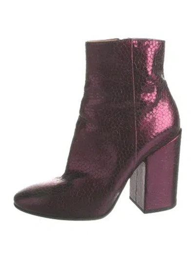 Pre-owned Dries Van Noten Embossed Leather Boots In Purple
