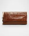 Dries Van Noten Embossed Leather Clutch Bag In Brown