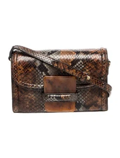Pre-owned Dries Van Noten Embossed Leather Crossbody Bag In Brown