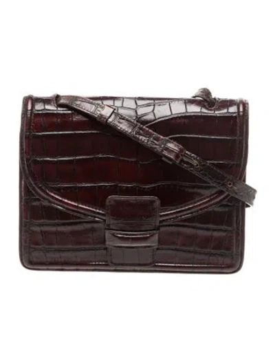 Pre-owned Dries Van Noten Embossed Leather Crossbody Bag In Red