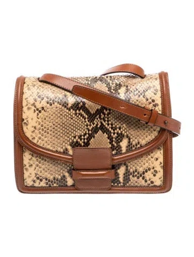 Pre-owned Dries Van Noten Embossed Leather Messenger Bag In Brown