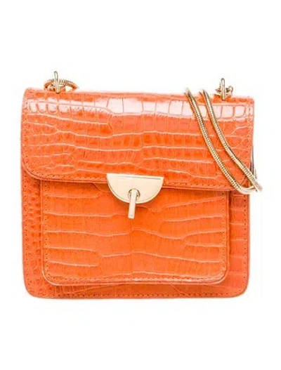 Pre-owned Dries Van Noten Embossed Leather Minaudière In Orange