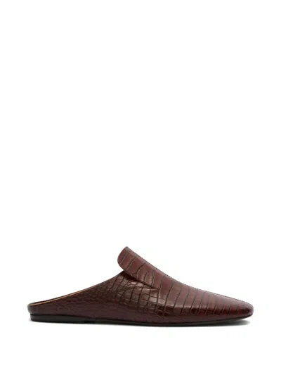 Dries Van Noten Embossed-leather Mules In Brown