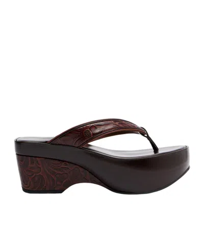 Dries Van Noten Embossed Leather Platform Flip-flops In Black