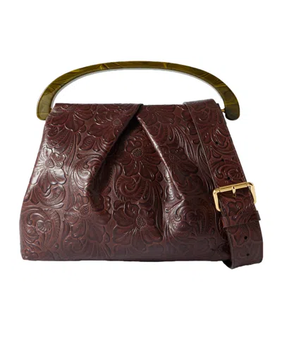 Dries Van Noten Embossed Leather Shoulder Bag In Brown
