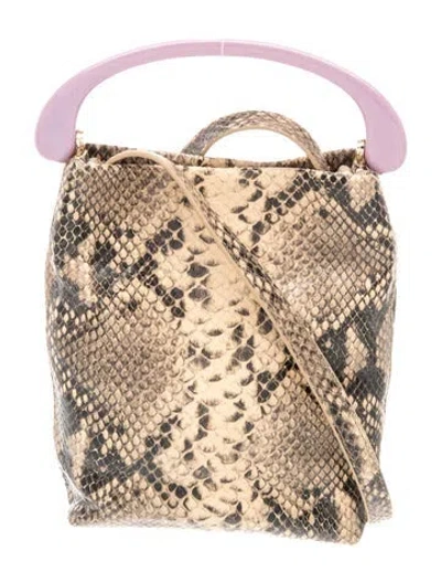 Pre-owned Dries Van Noten Embossed Leather Top Handle Bag In Neutral