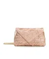 Dries Van Noten Chain Strap Crinkled Texture Envelope Flap Metallic Finish Pleated Fabric Shoulder Bag In Peach