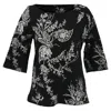 Dries Van Noten Embroidered 3/4 Sleeve Blouse In Black Cotton In Black