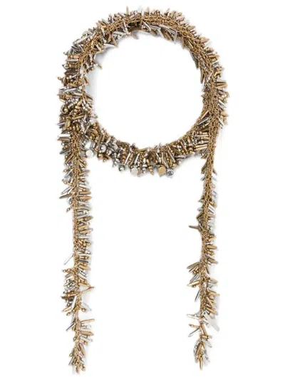 Dries Van Noten Handmade Bead Embroidery Scarf Necklace In Multi