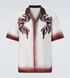 Dries Van Noten Mens Burgundy Embroidered Short-sleeves Woven Shirt In White