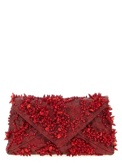 Dries Van Noten Embroidered Clutch Red