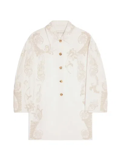 Dries Van Noten Embroidered Coat In White