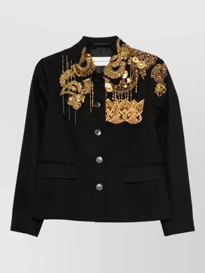 Dries Van Noten Embroidered Cotton Coat In Black