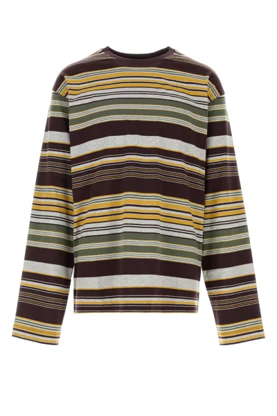 Dries Van Noten Embroidered Cotton Oversize Hember T Shirt In Brown