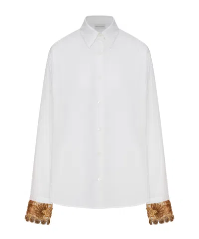 Dries Van Noten Embroidered Cotton Poplin Shirt In White