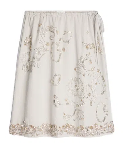 Dries Van Noten Embroidered Cotton Skirt In White