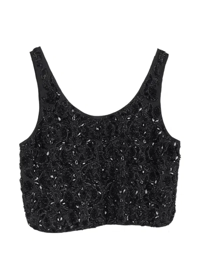 Pre-owned Dries Van Noten Embroidered Crop Top In Black