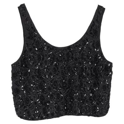 Dries Van Noten Embroidered Crop Top In Black Silk