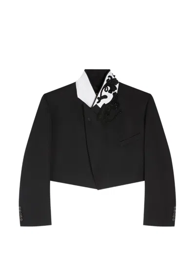 Dries Van Noten Embroidered Cropped Blazer In Black