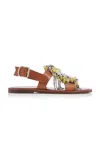 Dries Van Noten Embroidered Crystal Rounded Toe Sandal In Brown