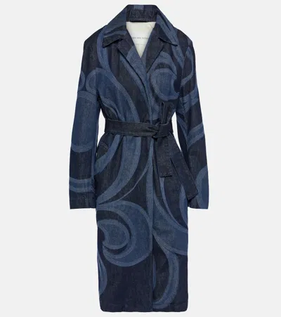 Dries Van Noten Embroidered Denim Coat In Blue