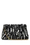 Dries Van Noten Two-tone Pleated Jacquard Clutch With Sequin Detail In Black