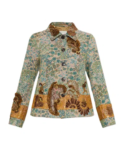 Dries Van Noten Embroidered Floral Blazer In Multi