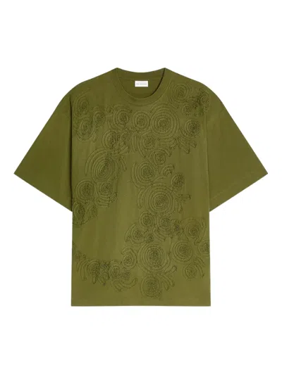 Dries Van Noten Embroidered Floral T-shirt In Green