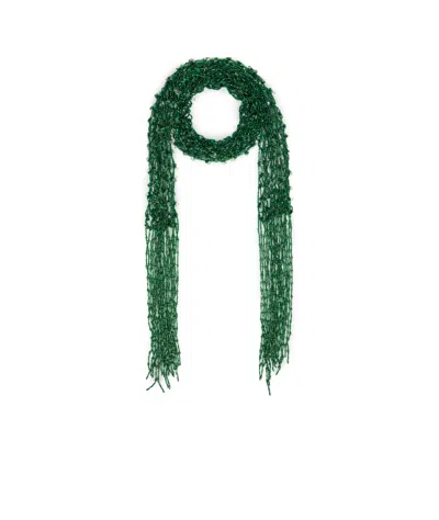 Dries Van Noten Embroidered Fringe Necklace In Green