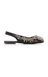 Dries Van Noten Black Embellished Mesh Slingback Ballerina Flats In Black