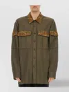Dries Van Noten Embroidered Panels And Collar Long Sleeve Shirt In Green