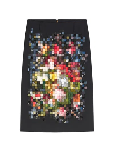 Dries Van Noten Embroidered Pencil Skirt In Black