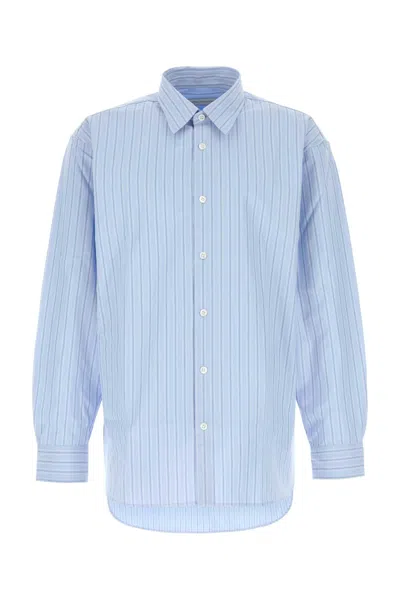 Dries Van Noten Croom Shirt Poplin Embroidered Striped Collar In Blue