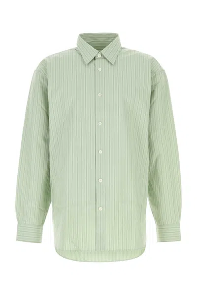 Dries Van Noten Croom Striped Poplin Shirt Long Sleeves In Green