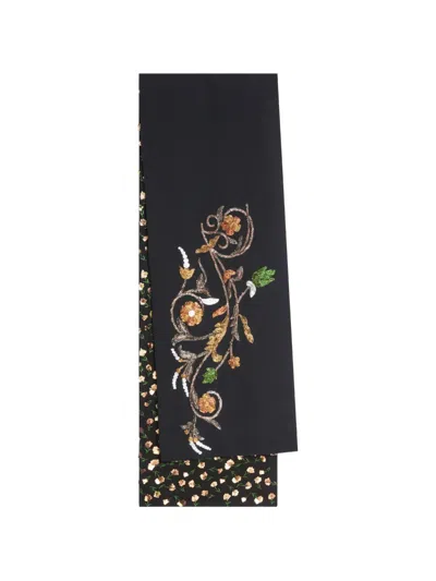 Dries Van Noten Embroidered Scarf In Black
