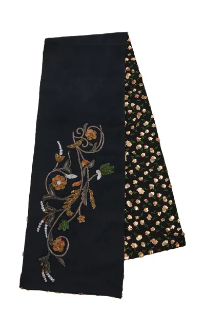 Dries Van Noten Embroidered Scarf In Black