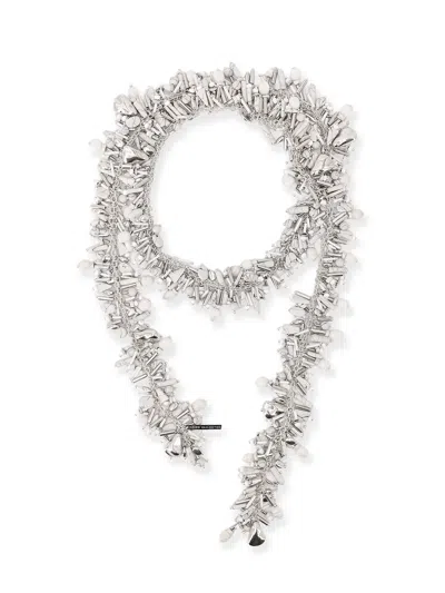 Dries Van Noten Handmade Metal Necklace Featuring Beaded Design In White
