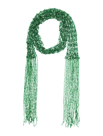 Dries Van Noten Embroidered Scarf Necklace In Green