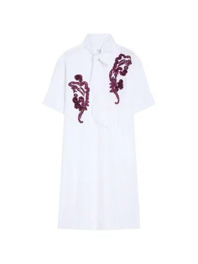 Dries Van Noten Embroidered Shirt Dress In Blue