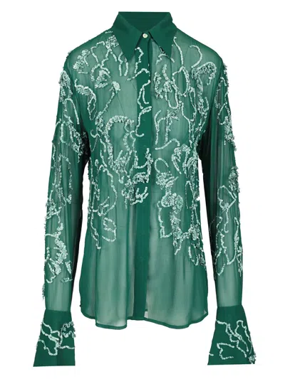 Dries Van Noten Embroidered Shirt Shirts Green