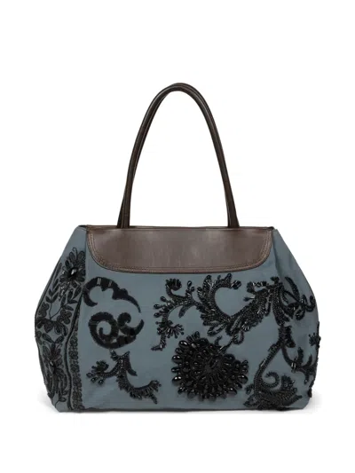Dries Van Noten Embroidered Shoulder Bag In Blue