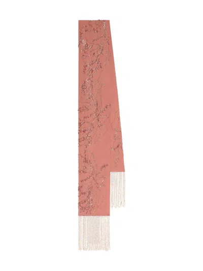 Dries Van Noten Embroidered Silk Scarf In Pink