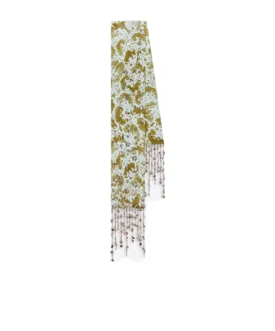 Dries Van Noten Embroidered Silk Scarf In 606 Khaki