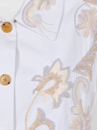 Dries Van Noten Embroidered Single Breasted Coat In White