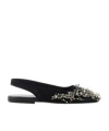 Dries Van Noten Black Embellished Mesh Slingback Ballerina Flats