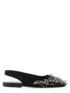 Dries Van Noten Black Embellished Mesh Slingback Ballerina Flats