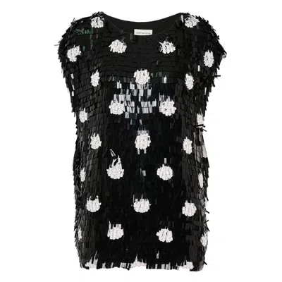 Dries Van Noten Embroidered Straight Fitted Top In Black