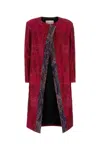 Dries Van Noten Womens Fuchsia Abstract Two-welt-pockets Stretch-cotton Blend Coat In Burgundy