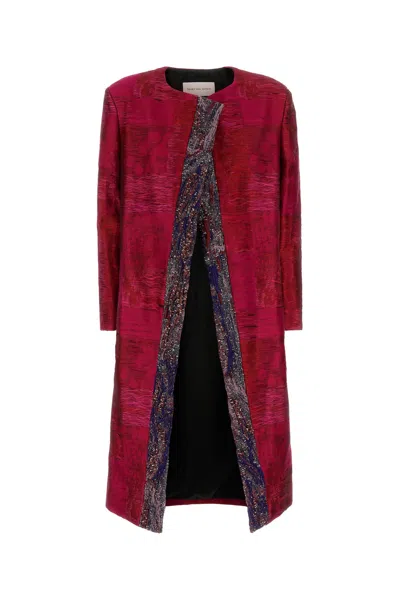 DRIES VAN NOTEN CAPPOTTO IN MISTO COTONE STRETCH RICAMATO  DONNA