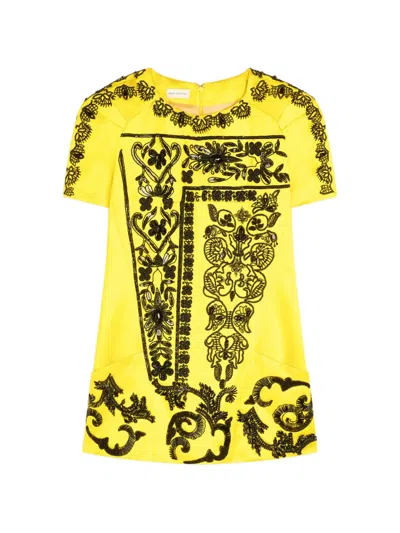 Dries Van Noten Womens Yellow Conelly Embroidered Satin Shirt